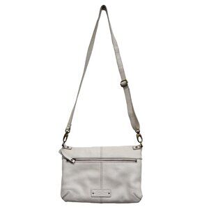 Lucky Brand Creamy White Real Leather Foldover Option Shoulder Crossbody Bag